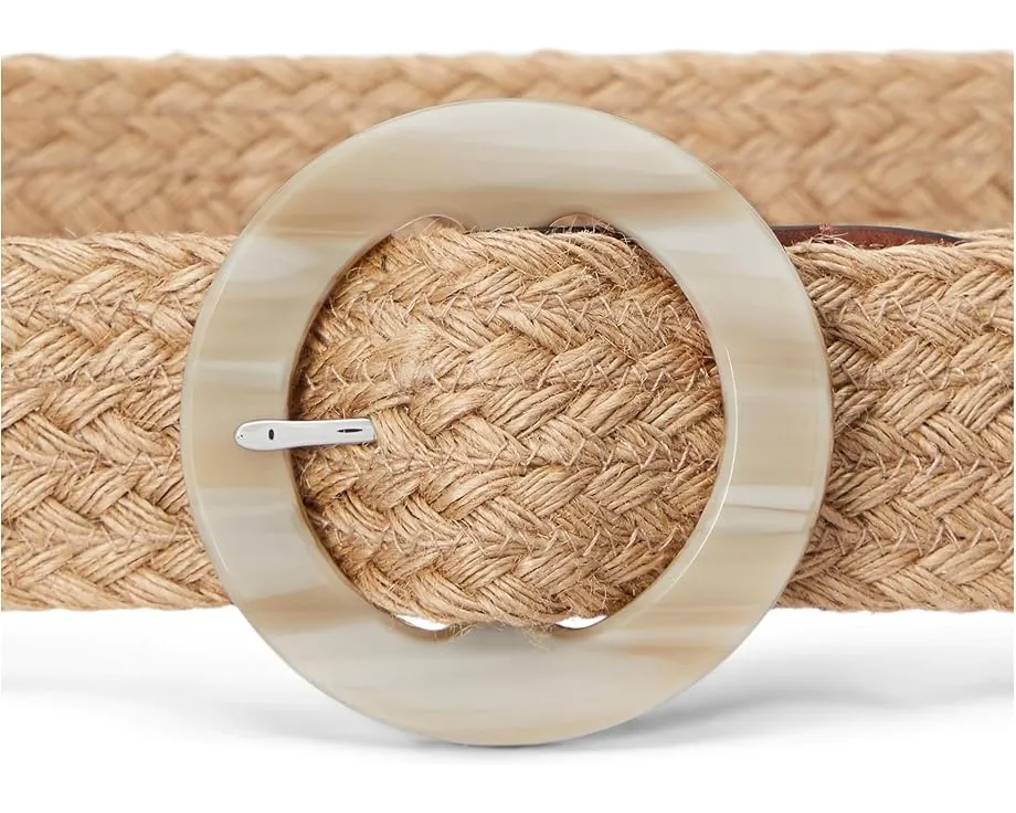 Широкий пояс Lauren Ralph Lauren из джута с пряжкой под рог и кожаной отделкой