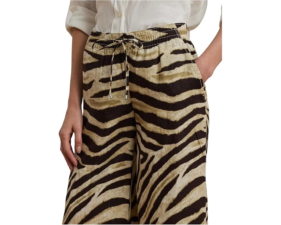 Широкие брюки Lauren Ralph Lauren с зебровым принтом из льна