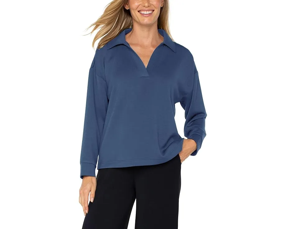 Свитер Liverpool Los Angeles с V-образным вырезом и воротником из плюшевой ткани