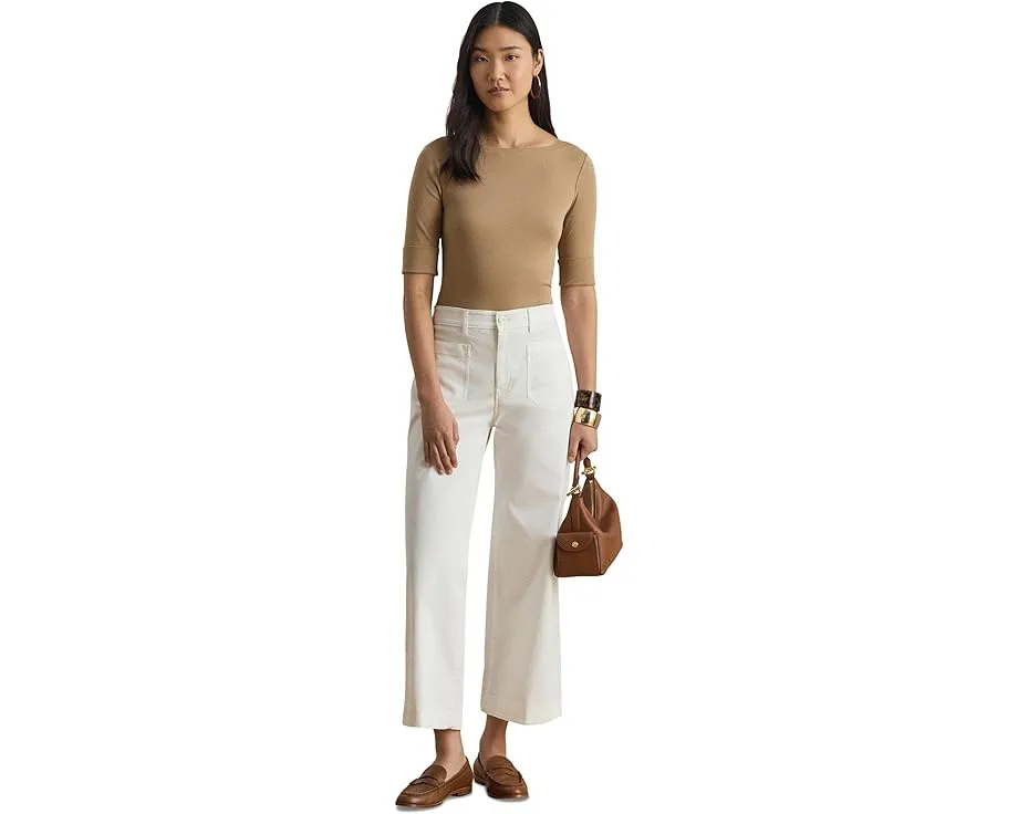 Футболка Lauren Ralph Lauren Petite с лодочкой из стрейч-хлопка