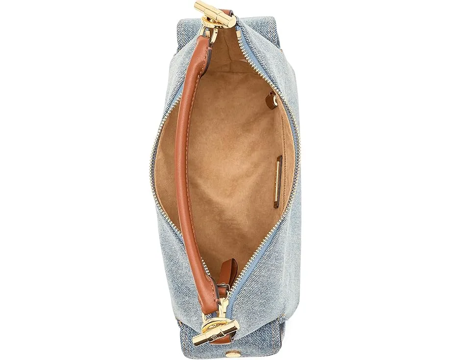 Маленькая плечевая сумка Lauren Ralph Lauren Blaike из денима с кожаными деталями
