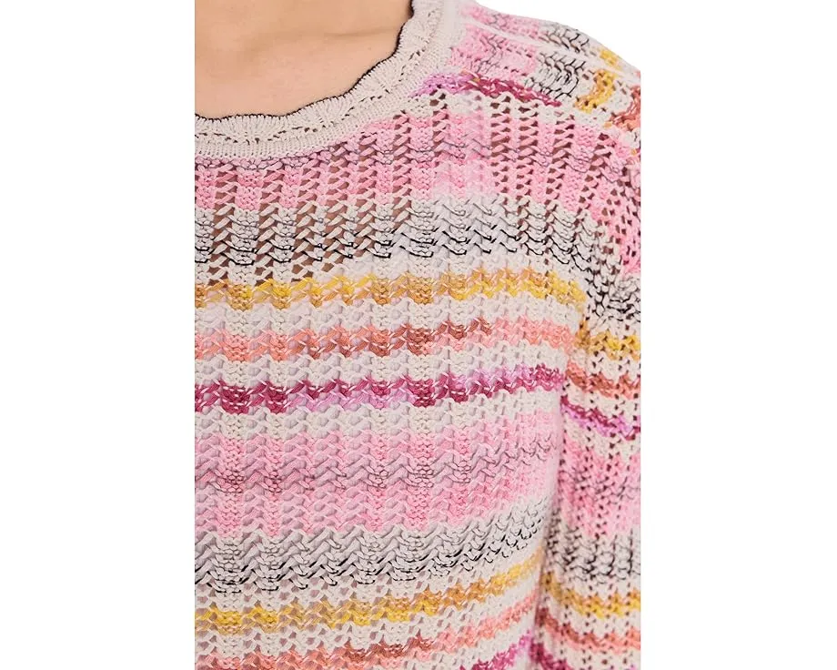 Свитер NIC+ZOE Petite Melange Mix из смесовой пряжи с рельефной резинкой