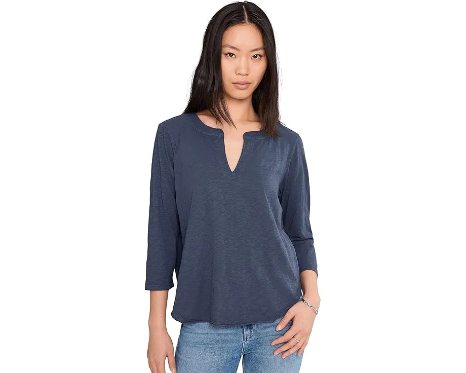 Футболка Mod-o-doc с рукавом 3/4 и разрезным воротником в стиле мандарин