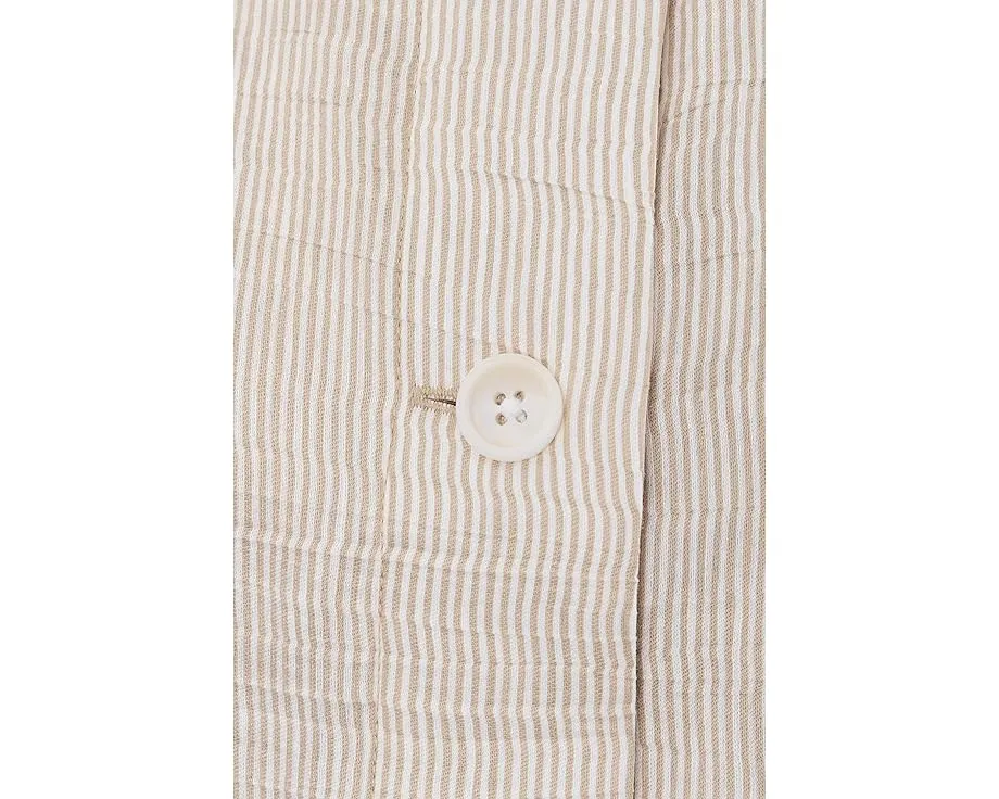 Striped Organic Linen Sheen Classic Collar Jacket