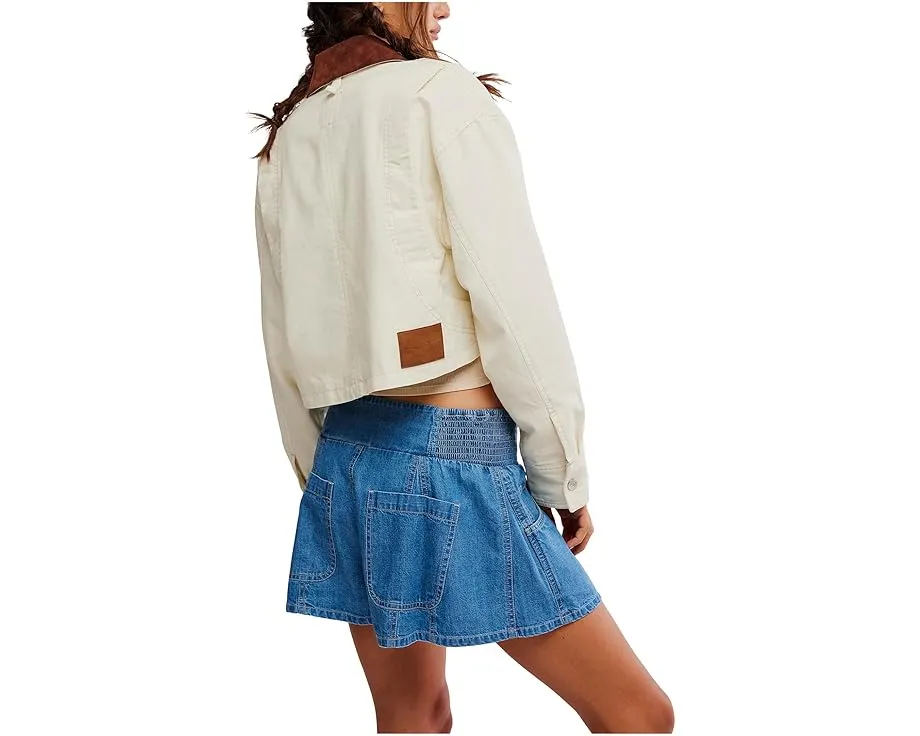 Короткая куртка Free People Martha из хлопкового твила с накладными карманами