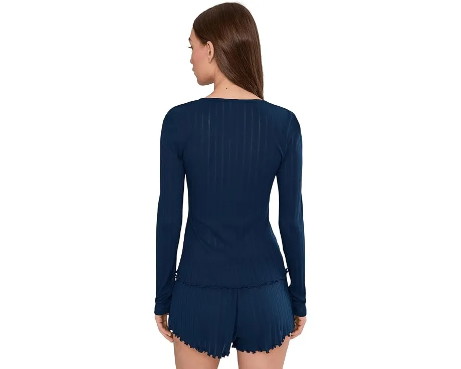 Хенли Eberjey Pointelle с V-образным вырезом и ажурной вязкой