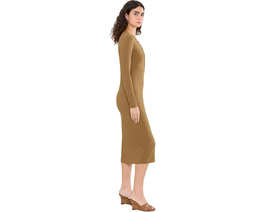 Трикотажное платье-миди Lauren Ralph Lauren Henley с ребристой текстурой