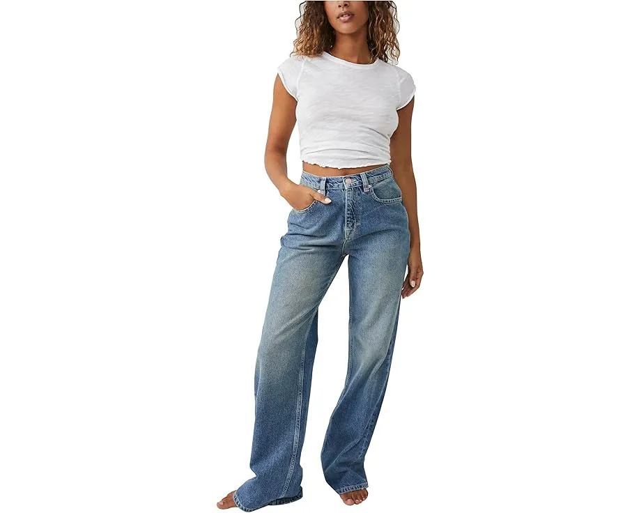 Джинсы Free People Tinsley Baggy High-Rise Skinny с широкими штанинами