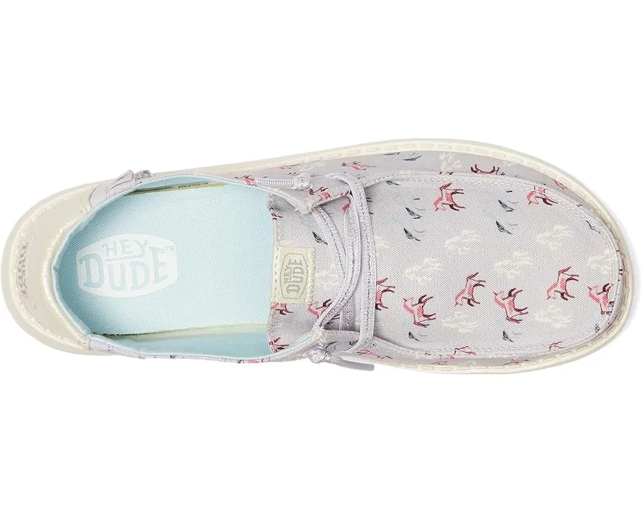 Детские слипоны Hey Dude Kids Wendy Unicorn Sparkle с текстильным верхом и блестками