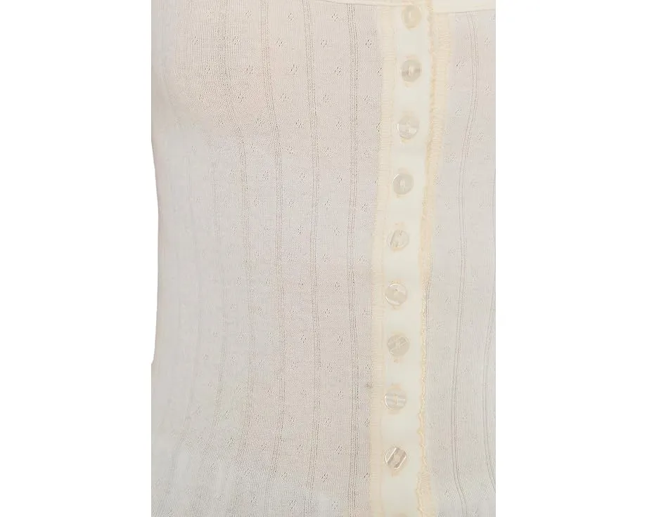 Топ Free People End Game Pointelle с вырезом сердечком и застежкой на пуговицах