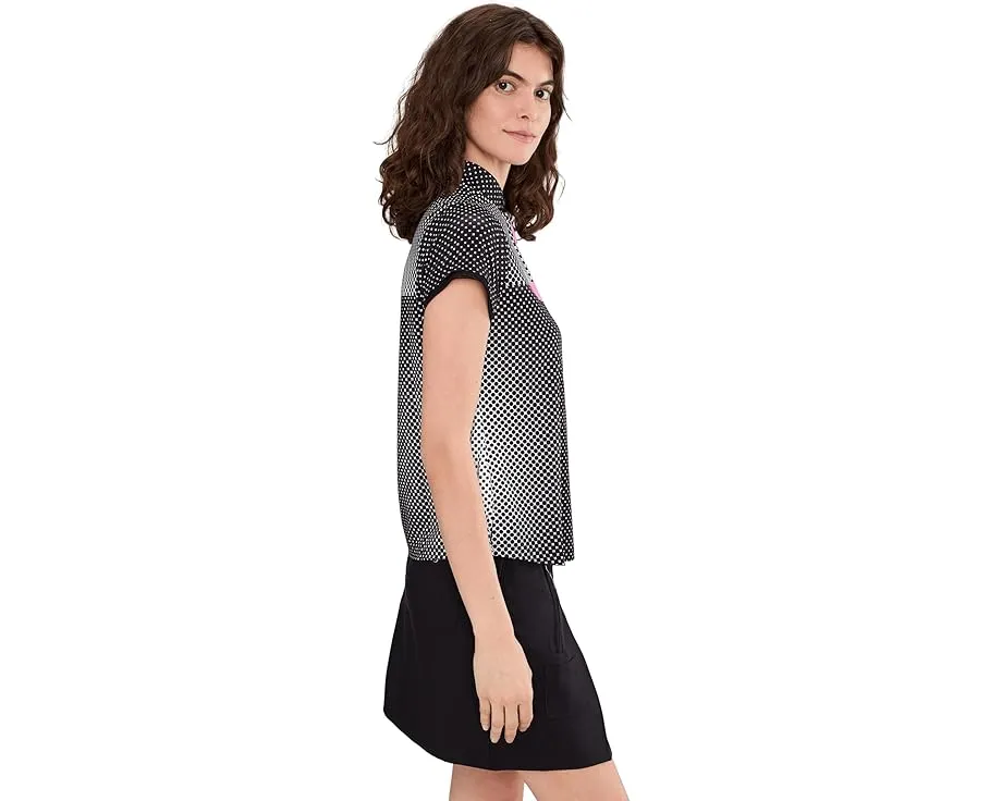Топ Jamie Sadock с каплевидным рукавом и воротником в черно-белом горошек Optic Dot