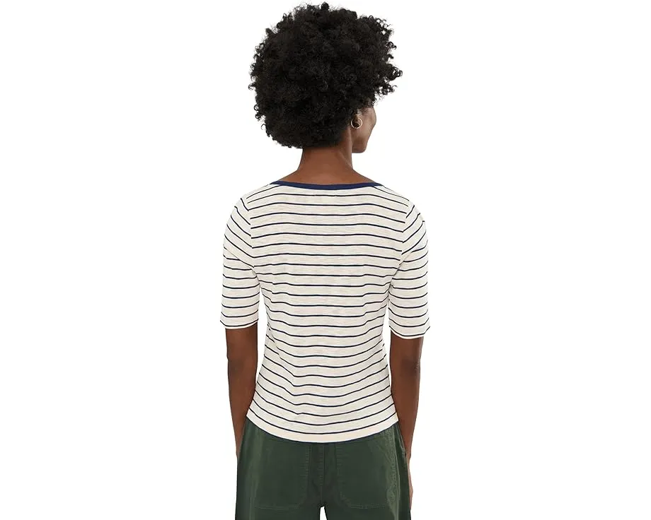 Футболка Nzt Elbow Sleeve Stripe Notch с вырезом NIC+ZOE