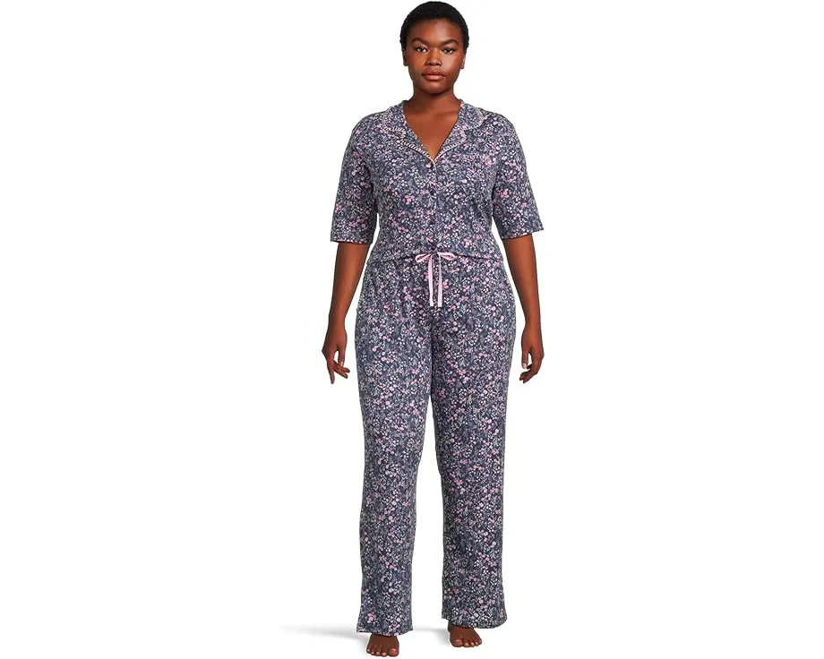 Пижамный комплект Karen Neuburger с коротким рукавом и отложным воротником