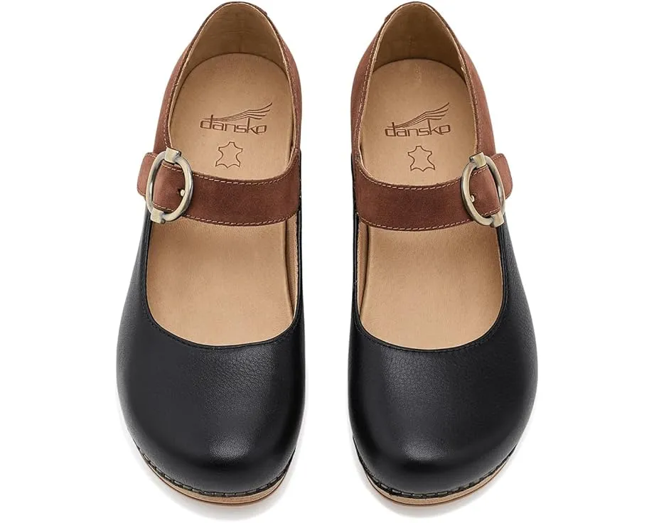 Dansko сабо Bonny Mary Jane из черной кожи с ремешком