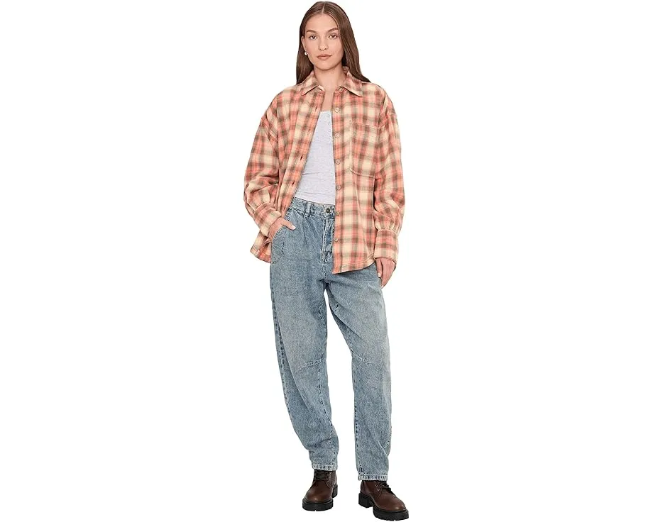 Рубашка Free People Ashley в клетку из фланели оверсайз