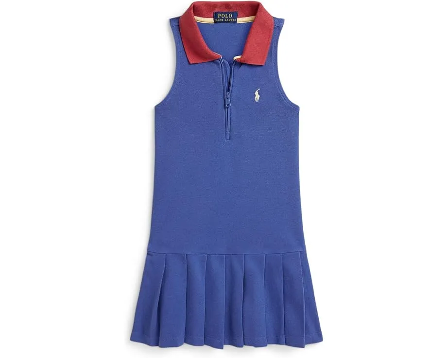 Polo Ralph Lauren Kids Платье-поло с молнией и складками из сетки для малышей и детей