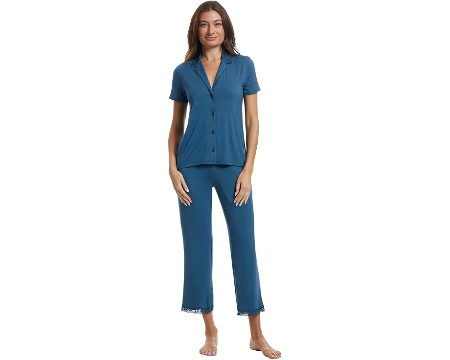 Пижамный комплект Natori Feathers Essentials с кружевной аппликацией и эластичным поясом