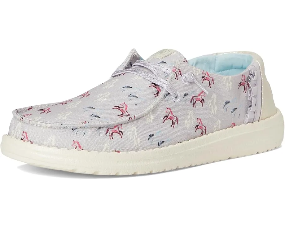 Детские слипоны Hey Dude Kids Wendy Unicorn Sparkle с текстильным верхом и блестками