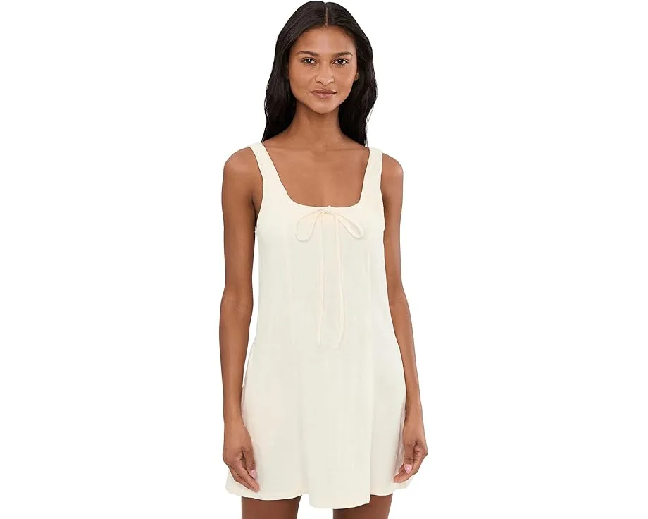 Chalk Mark A Line Flare Linen Dress in Beige