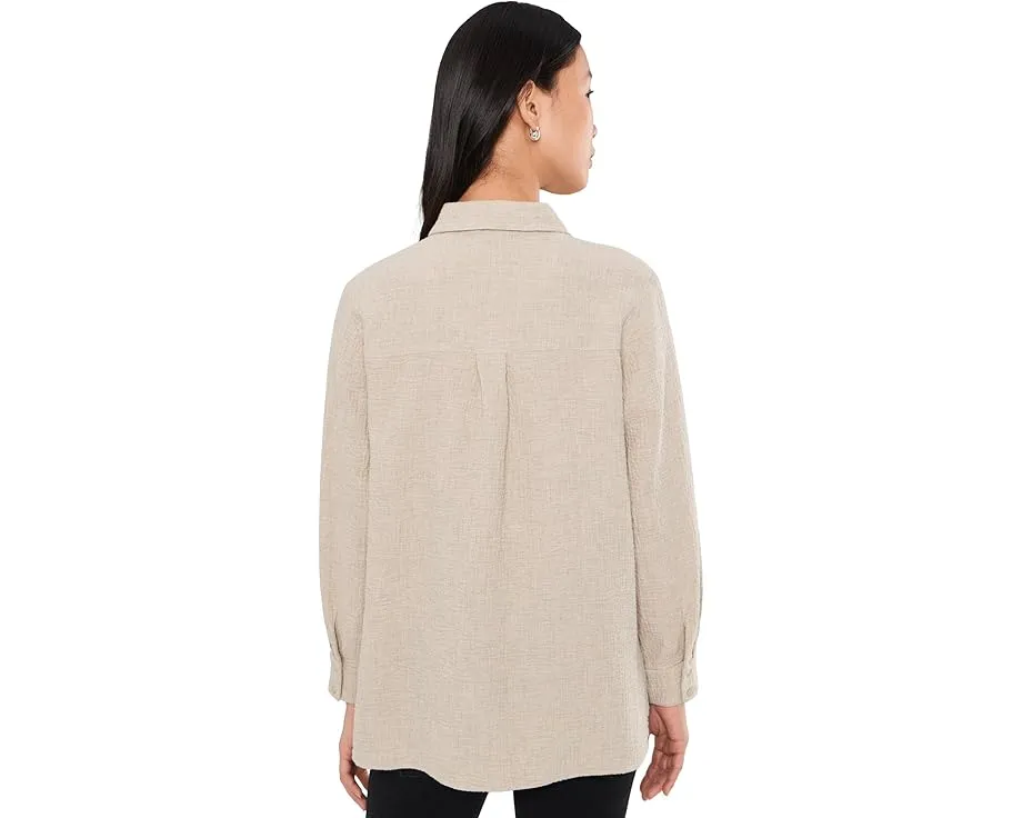 Рубашка Eileen Fisher Petite из органического хлопка двойного переплетения с классическим воротником