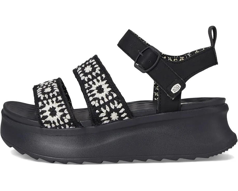 Сандалии Hey Dude Delray Buckle Cottage Crochet с пряжкой и принтованной подкладкой