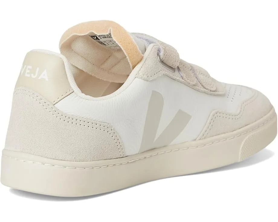 Детские кроссовки VEJA Small V-90 из премиальной кожи с тремя липучками