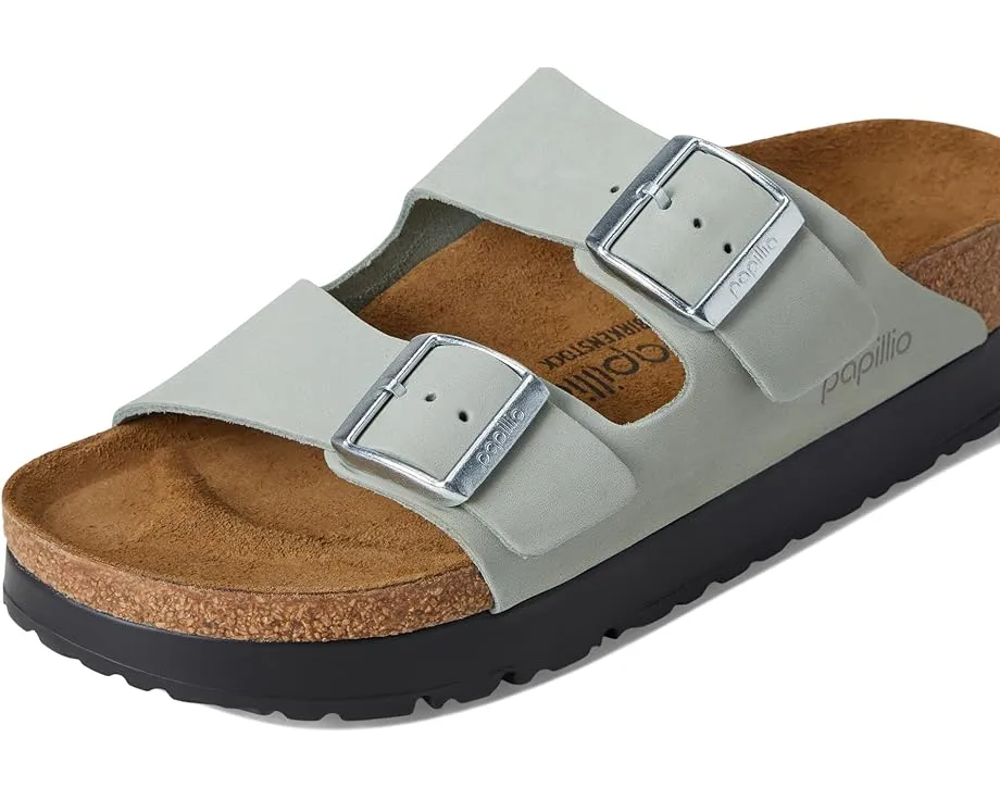 Сандалии Birkenstock Arizona Platform из нубука с пробково-латексной стелькой