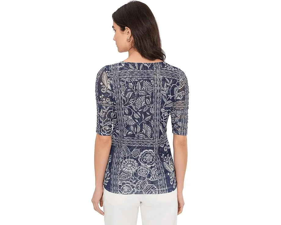 Johnny Was топ с рукавами-фонариками из сетки