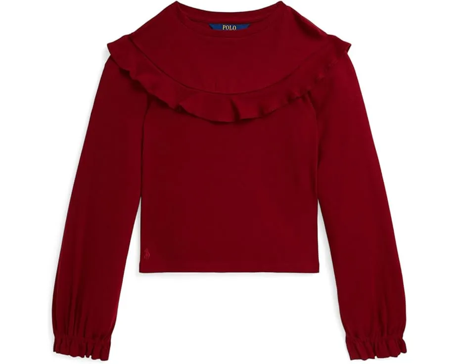 Топ Polo Ralph Lauren Kids с рюшами из хлопка и модала для детей старшего возраста