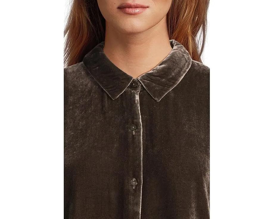 Длинная рубашка Eileen Fisher с классическим воротником из бархата