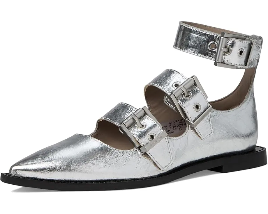 Туфли AllSaints Susan с тремя регулируемыми пряжками из металлизированной кожи