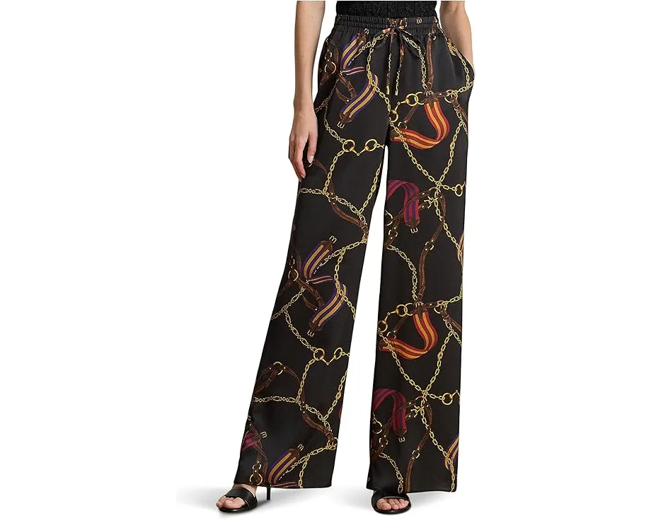 Широкие брюки с поясом на шнурке и принтом под ремень из шифона Lauren Ralph Lauren