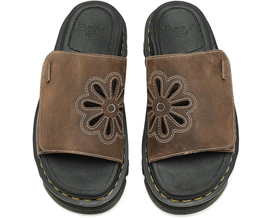Сланцы Dr. Martens Zebzag Flower из кожи Crazy Horse с цветочным принтом