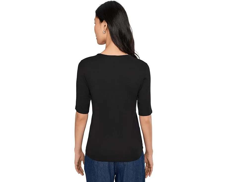 Топ с круглым вырезом из органического хлопкового стрейч-риба Eileen Fisher