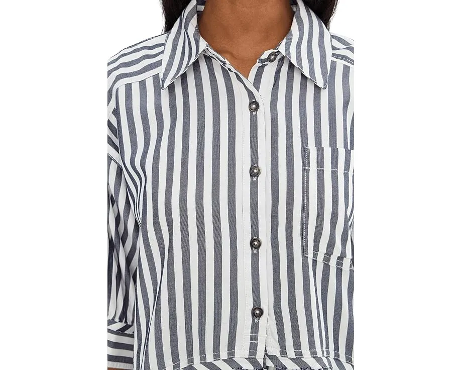 Рубашка Free People We The Free Bailey в полоску с рюшами на подоле