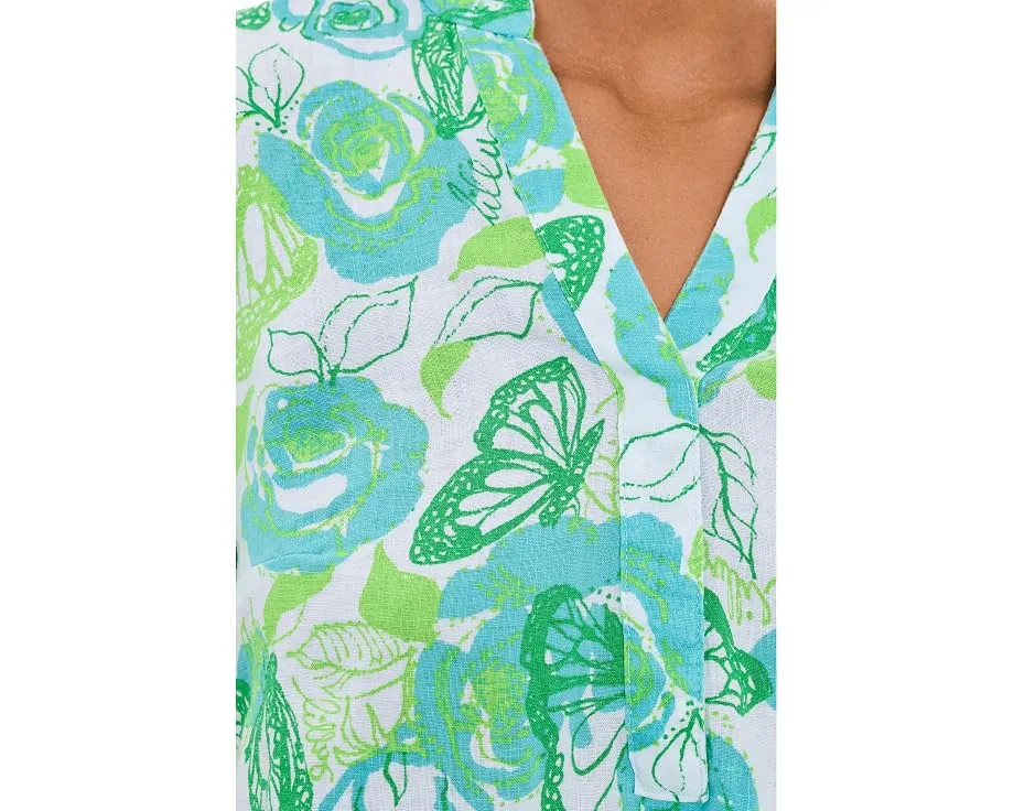 Топ Lilly Pulitzer Mialeigh с рукавом до локтя из льна