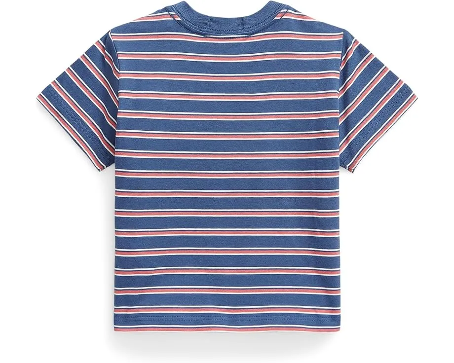 Полосатая футболка из хлопкового трикотажа для младенцев Polo Ralph Lauren