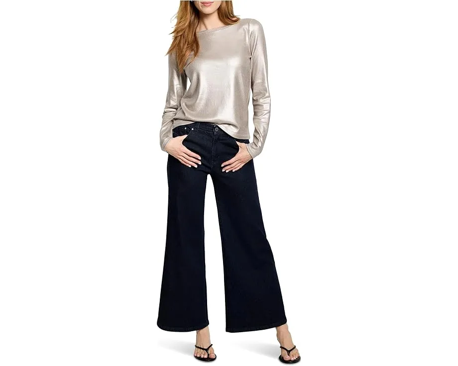 Футболка NIC+ZOE с лодочкой и глянцевой резинкой для утонченного образа