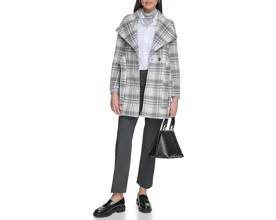 Шерстяное пальто Calvin Klein с поясом и воротником шалью