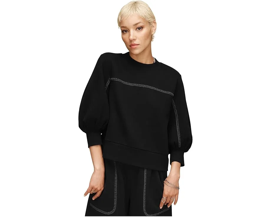 Топ Classic Puff Sleeve Top с объемными рукавами и отделкой контрастной строчкой