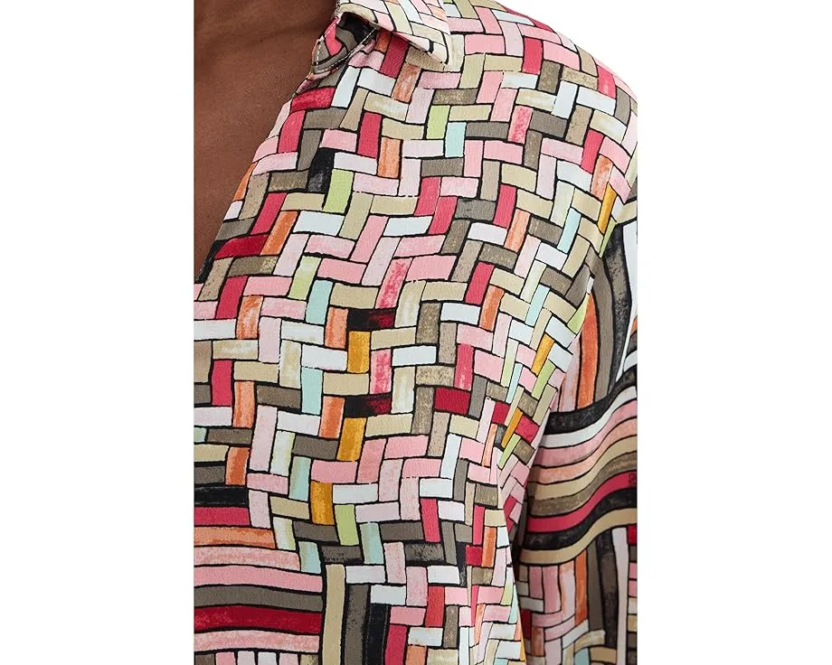 Блуза NIC+ZOE Colorweave с принтом и воротником из переработанного полиэстера