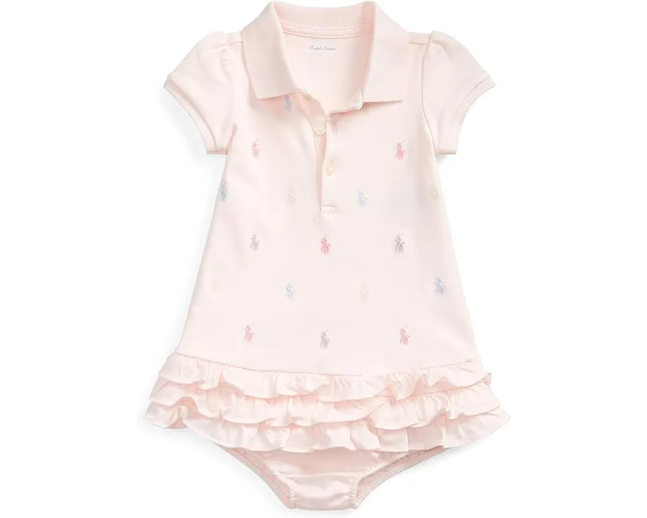 Polo Ralph Lauren Kids Платье для девочки с рюшами и комплектом блумеров