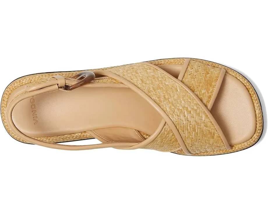 Сандалии Vince Helena на платформе с перекрестными ремешками из рафии