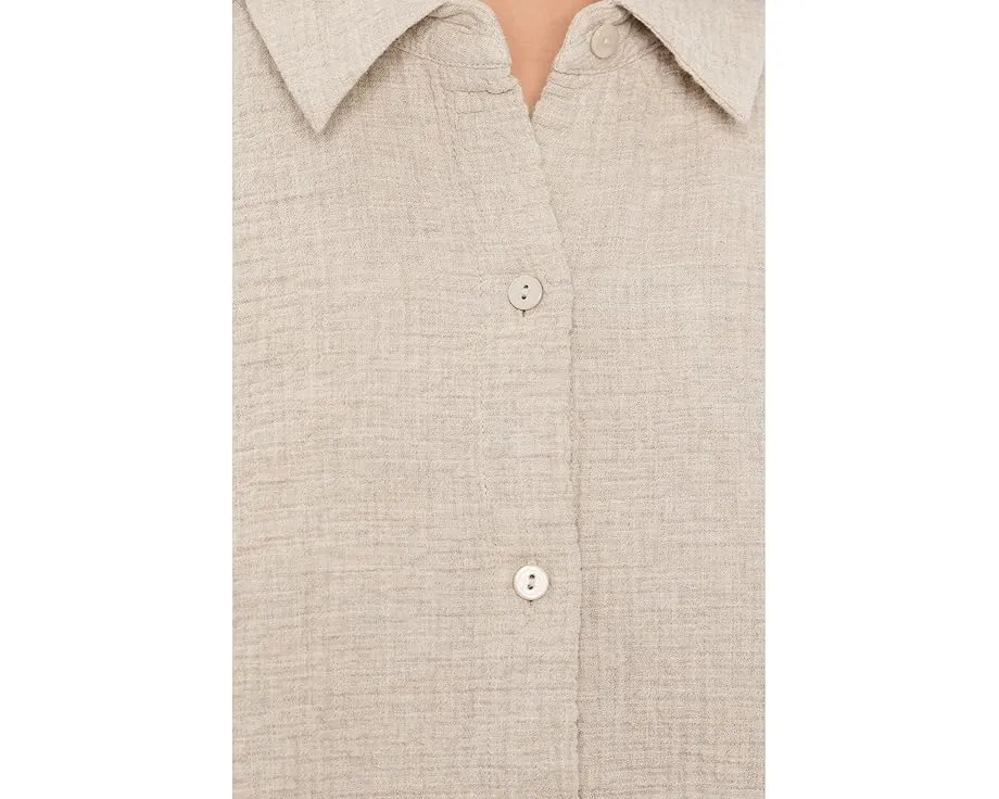 Рубашка Eileen Fisher Petite из органического хлопка двойного переплетения с классическим воротником