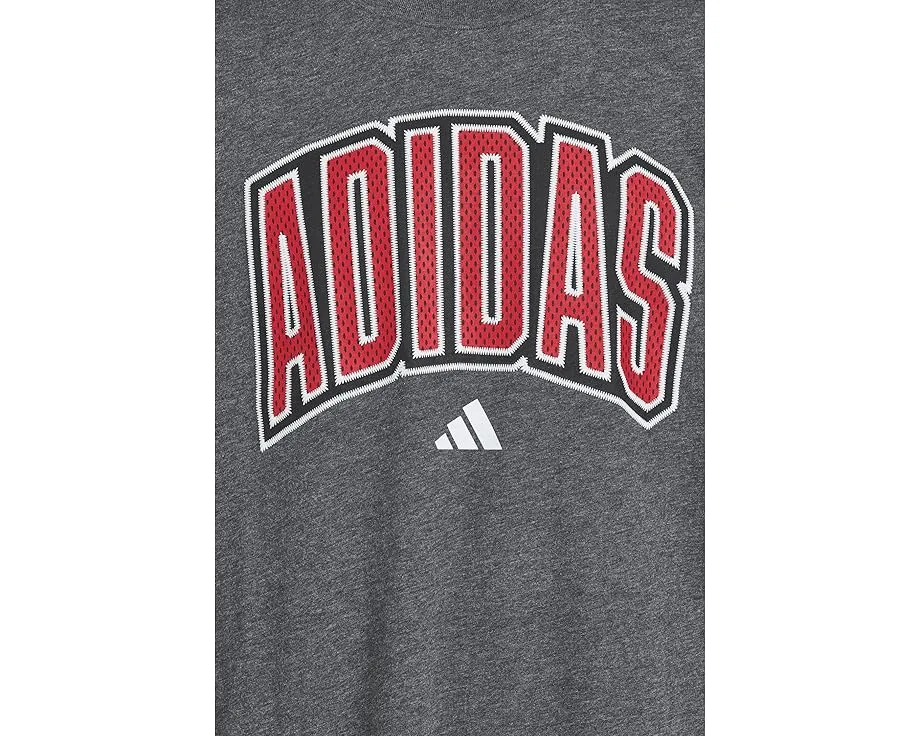 Футболка adidas Kids Collegiate Arch Heather с круглым вырезом и графическим логотипом