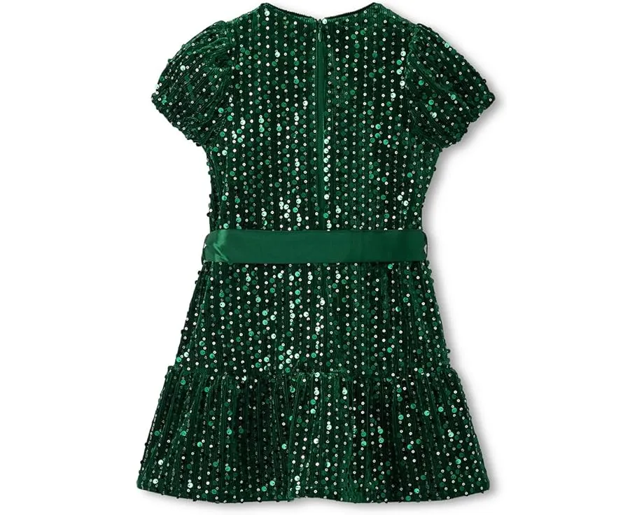 Бархатное платье Hatley Kids с пайетками и поясом