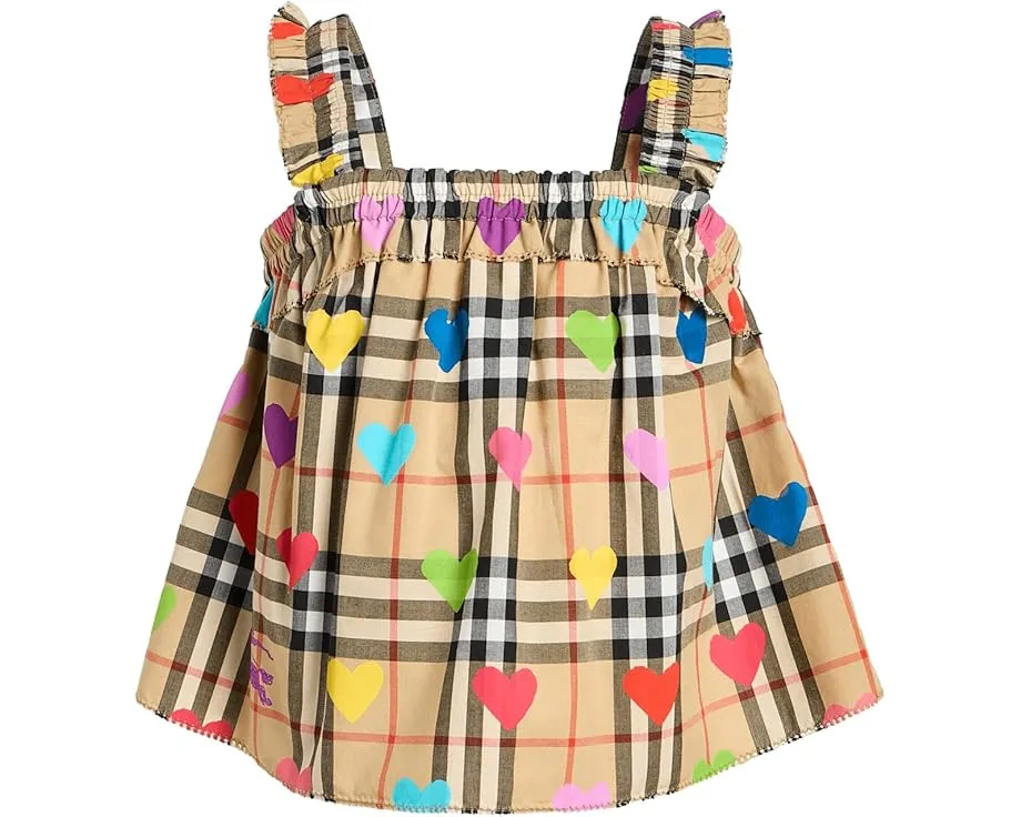 Детская блузка Gabi Heart Check с клеткой и сердечками Burberry Kids