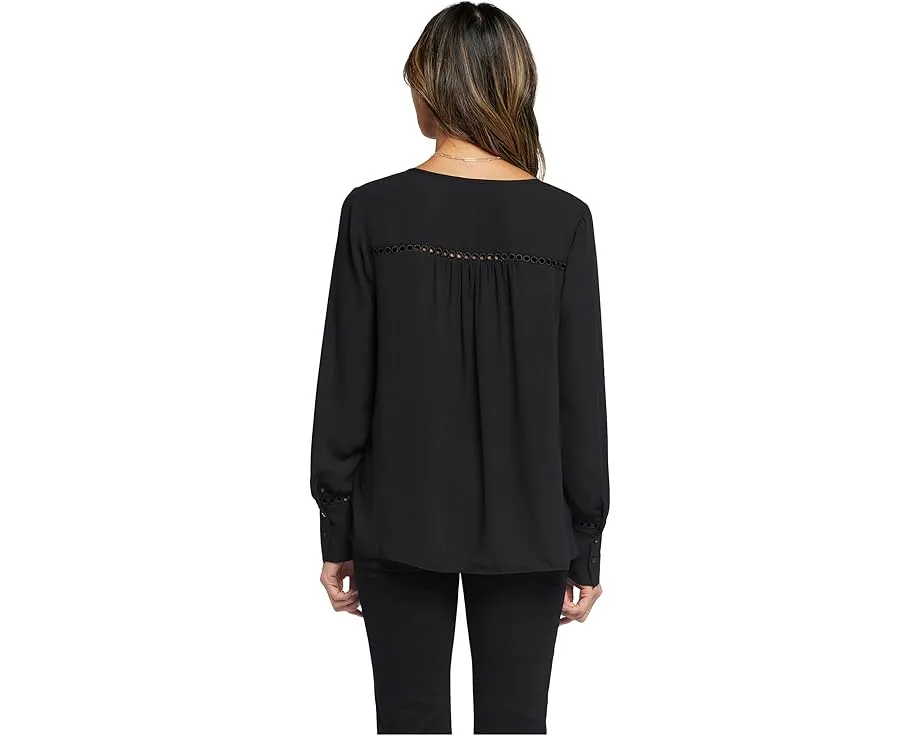 Блуза NYDJ Liliana Lace Peasant с кружевными вставками и длинными рукавами