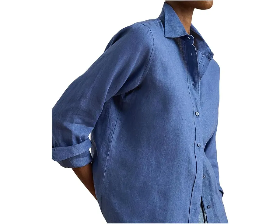 Свободная льняная рубашка Lauren Ralph Lauren с вышитым пони