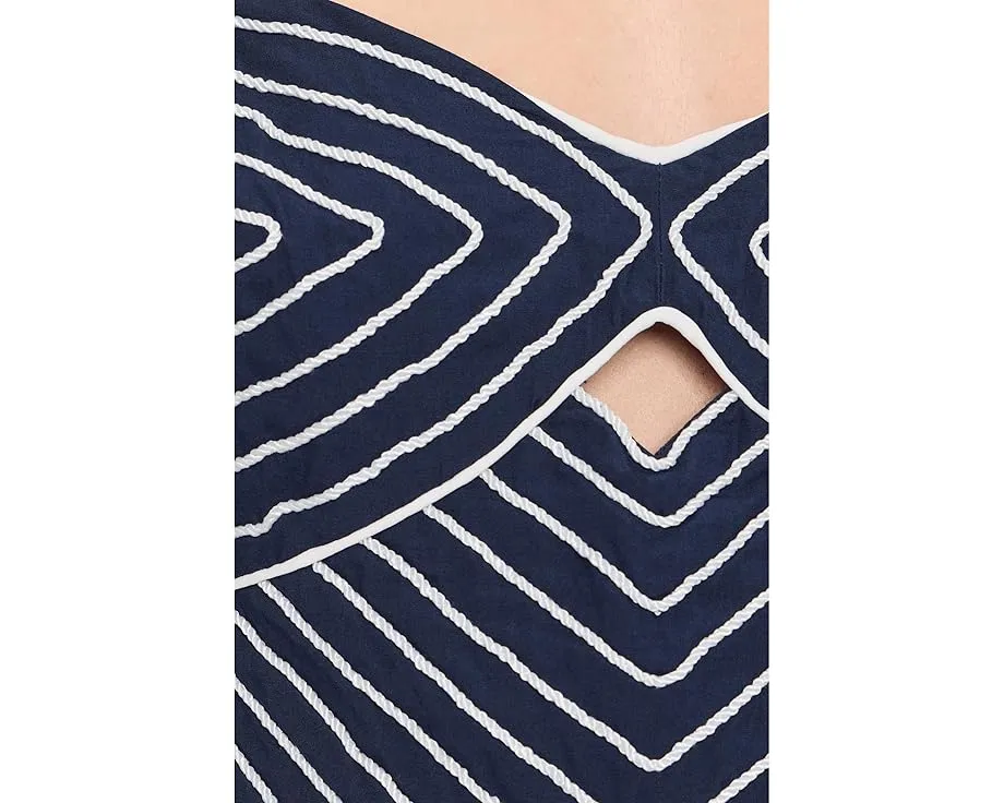 Платье миди Drop Waist с вырезом-сердечком и геометрическим узором Adrianna Papell